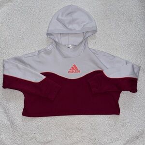 Women’s Adidas White and Burgundy Hoodie